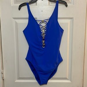 NWT Bleu Rod Beattie one piece blue bath suit size 10